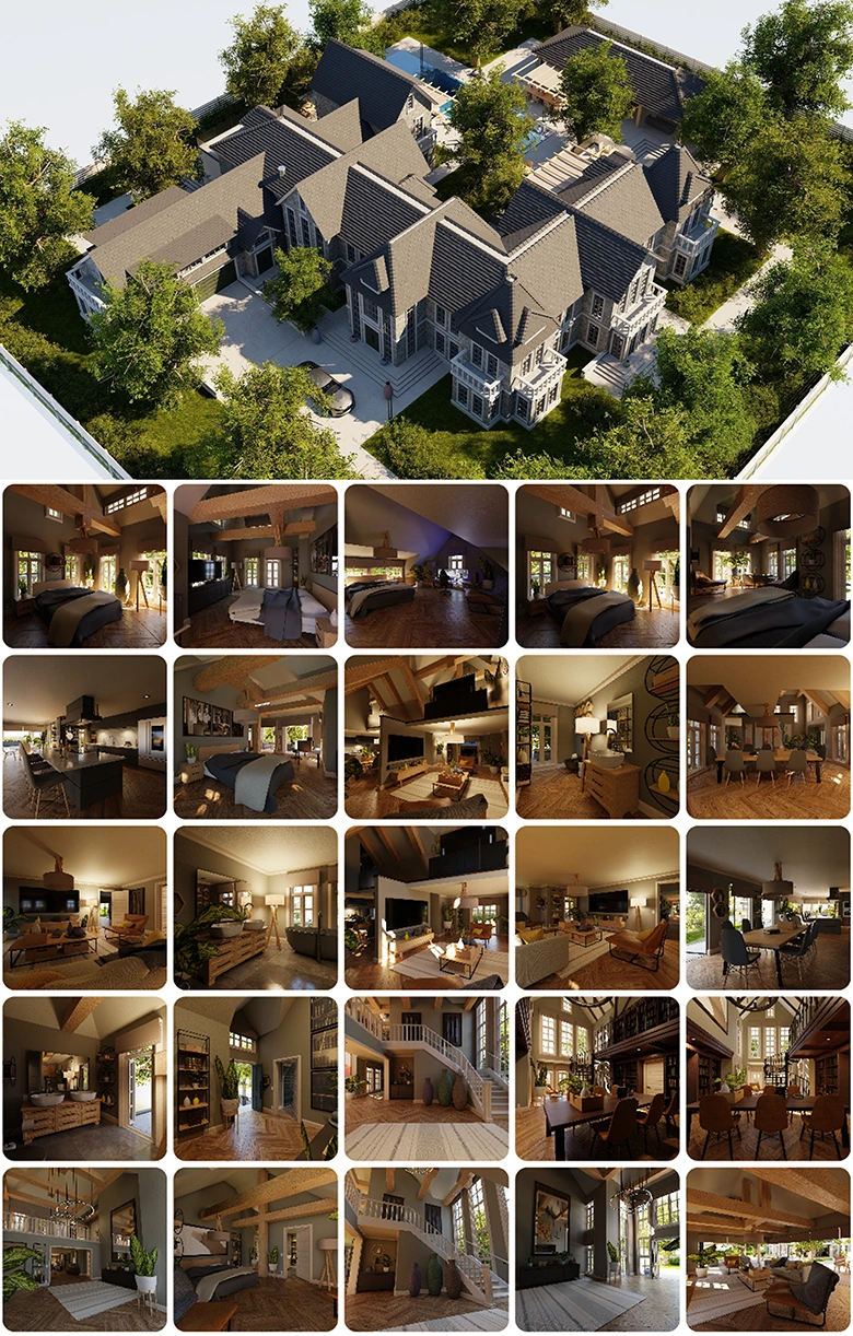 欧式豪宅3D模型合集-含昼夜光照/多平台兼容/建筑可视化必备Large Mansion 2021 Blender Eevee and Cycles 1 3D model